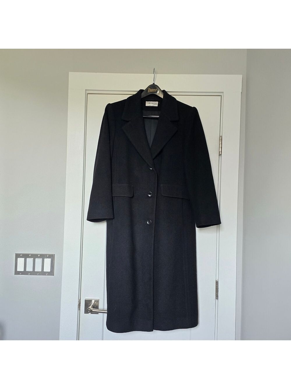 Forecaster Of Boston Vintage Women's Black Wool Cashmere Blend Elegant Long Coat - Picture 2 of 12